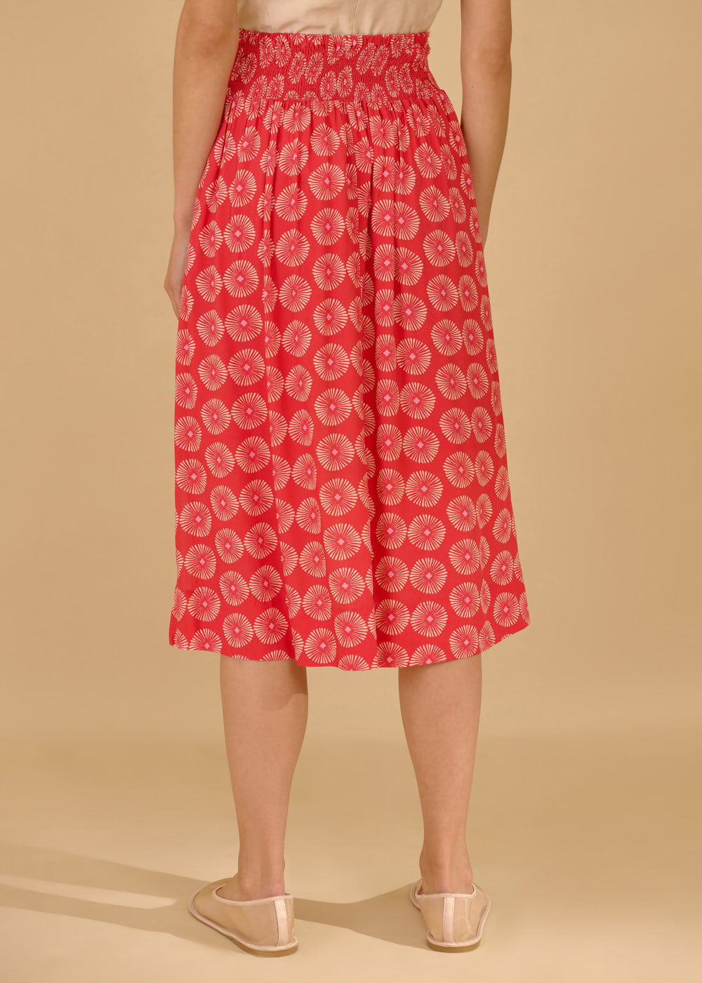 54.20.3602GOI SAIA MIDI RECORTE ESTAMPA MARINE CORALS