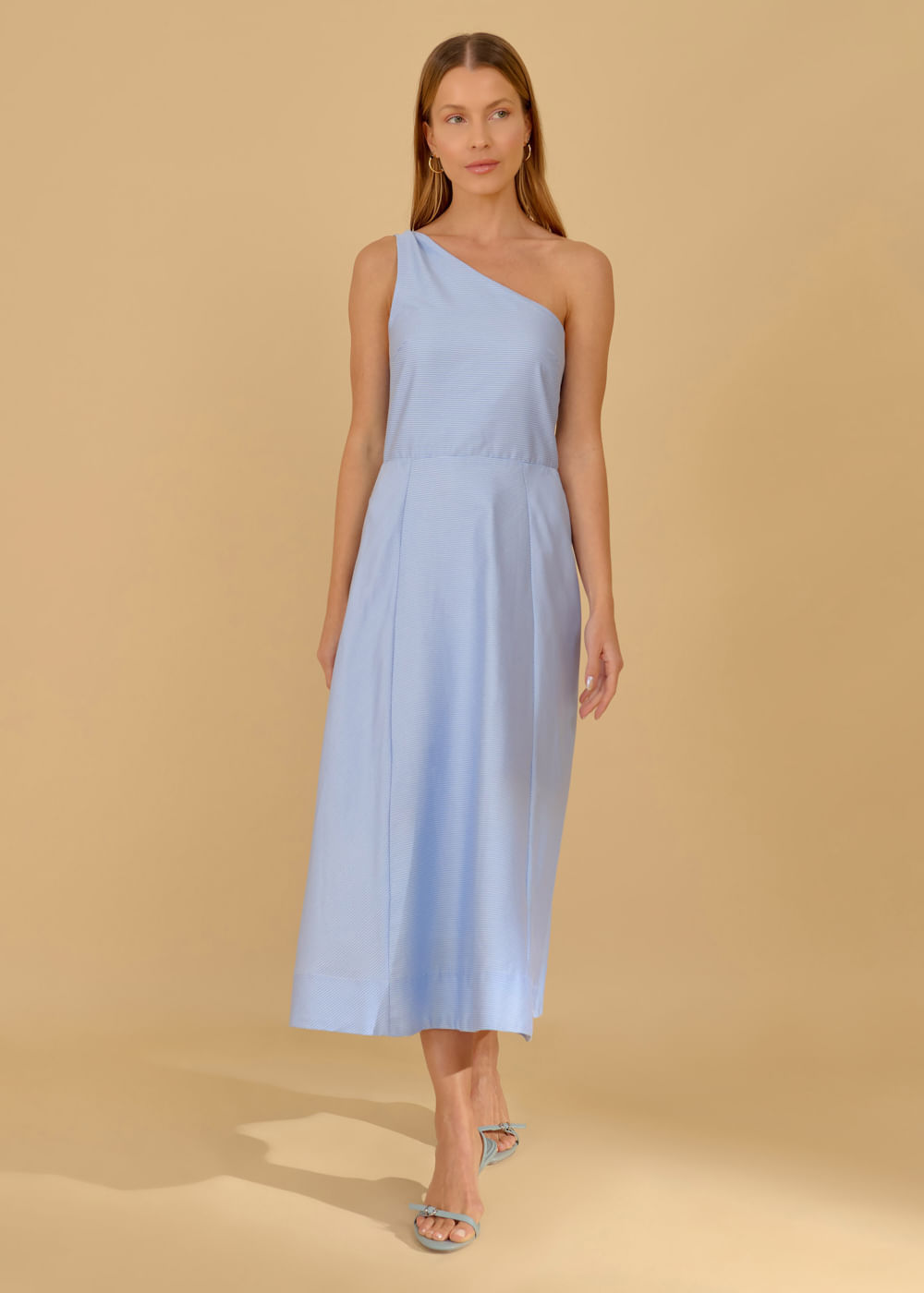 53.11.3603LIS VESTIDO MIDI LISTRADO OMBRO ÚNICO