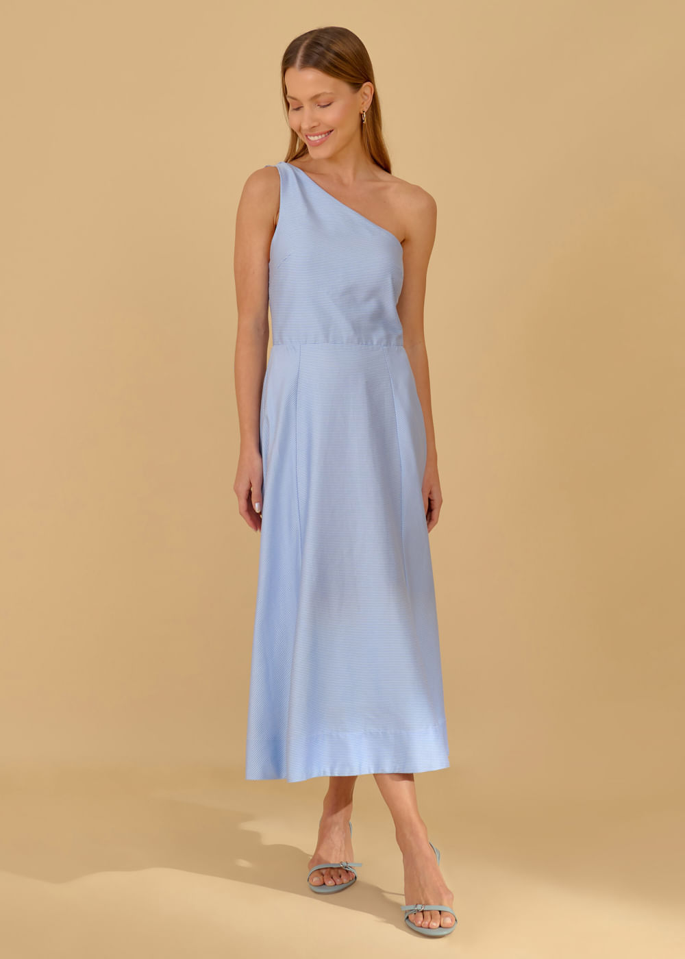 53.11.3603LIS VESTIDO MIDI LISTRADO OMBRO ÚNICO