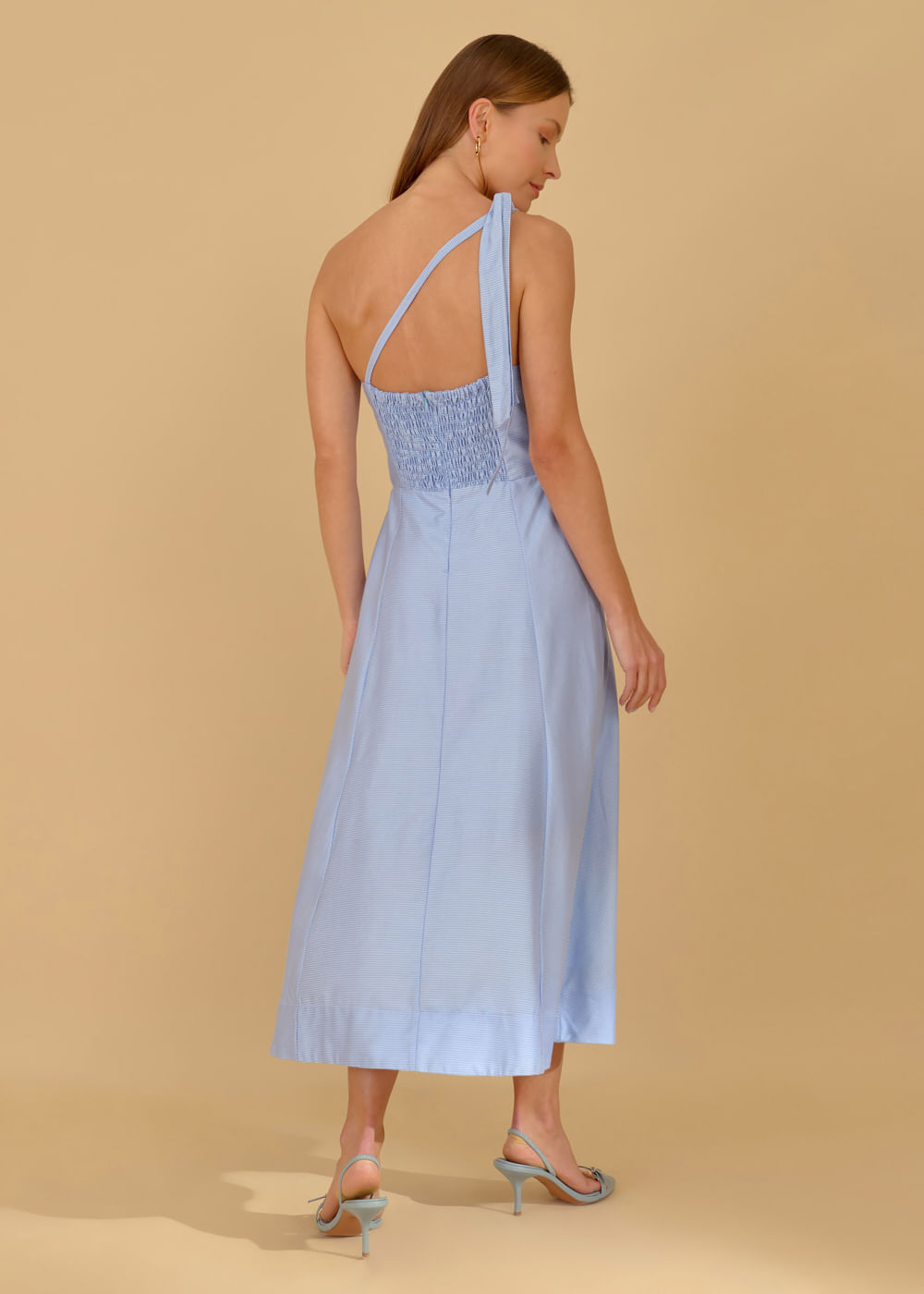 53.11.3603LIS VESTIDO MIDI LISTRADO OMBRO ÚNICO