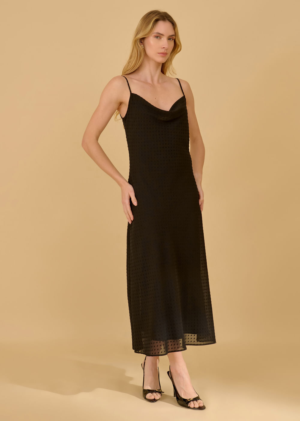 53.40.3611PTO VESTIDO LONGUETE DECOTE DEGAGÊ