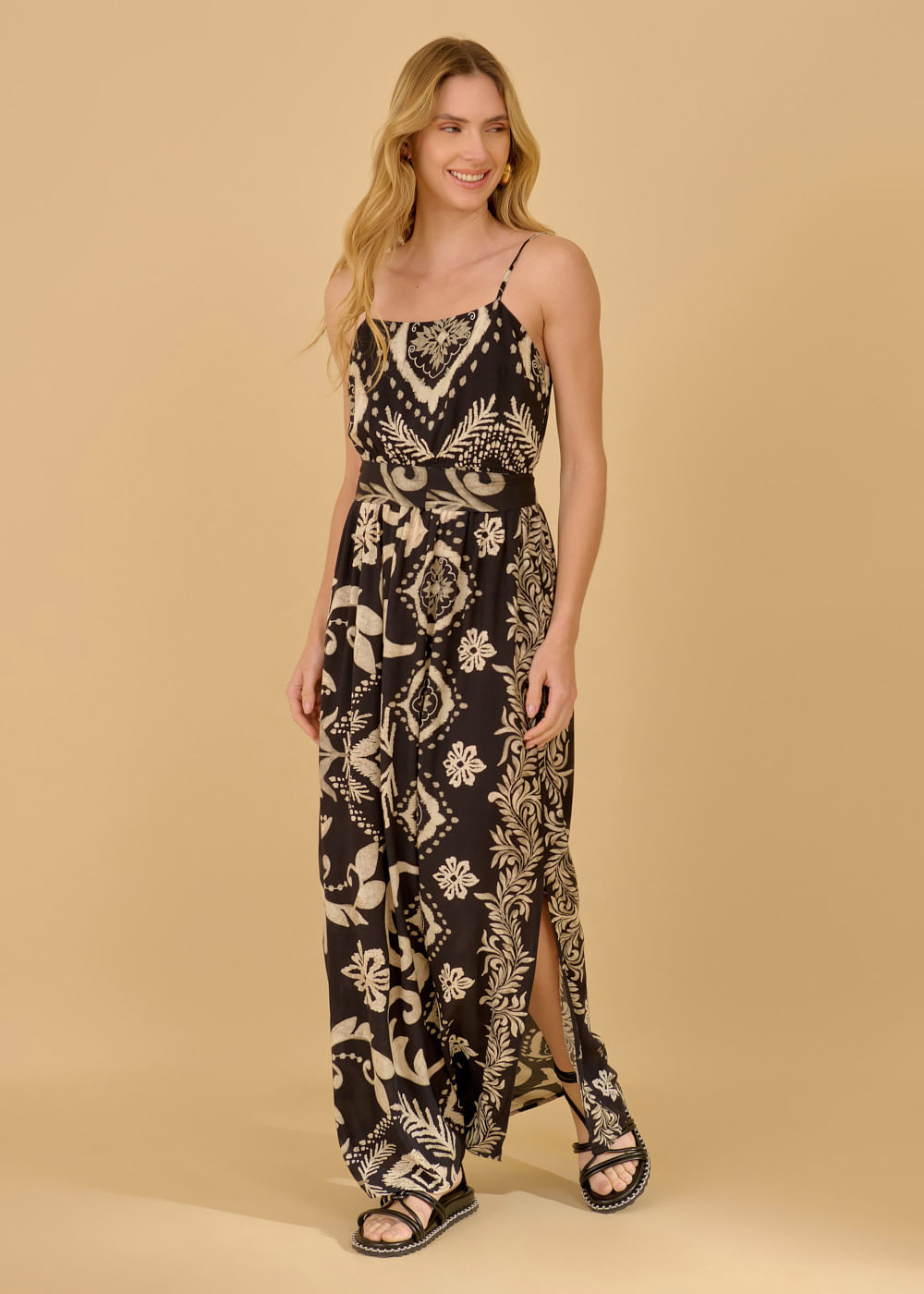 53.50.3629EST VESTIDO LONGO DETALHADO ESTAMPA DOS OJOS