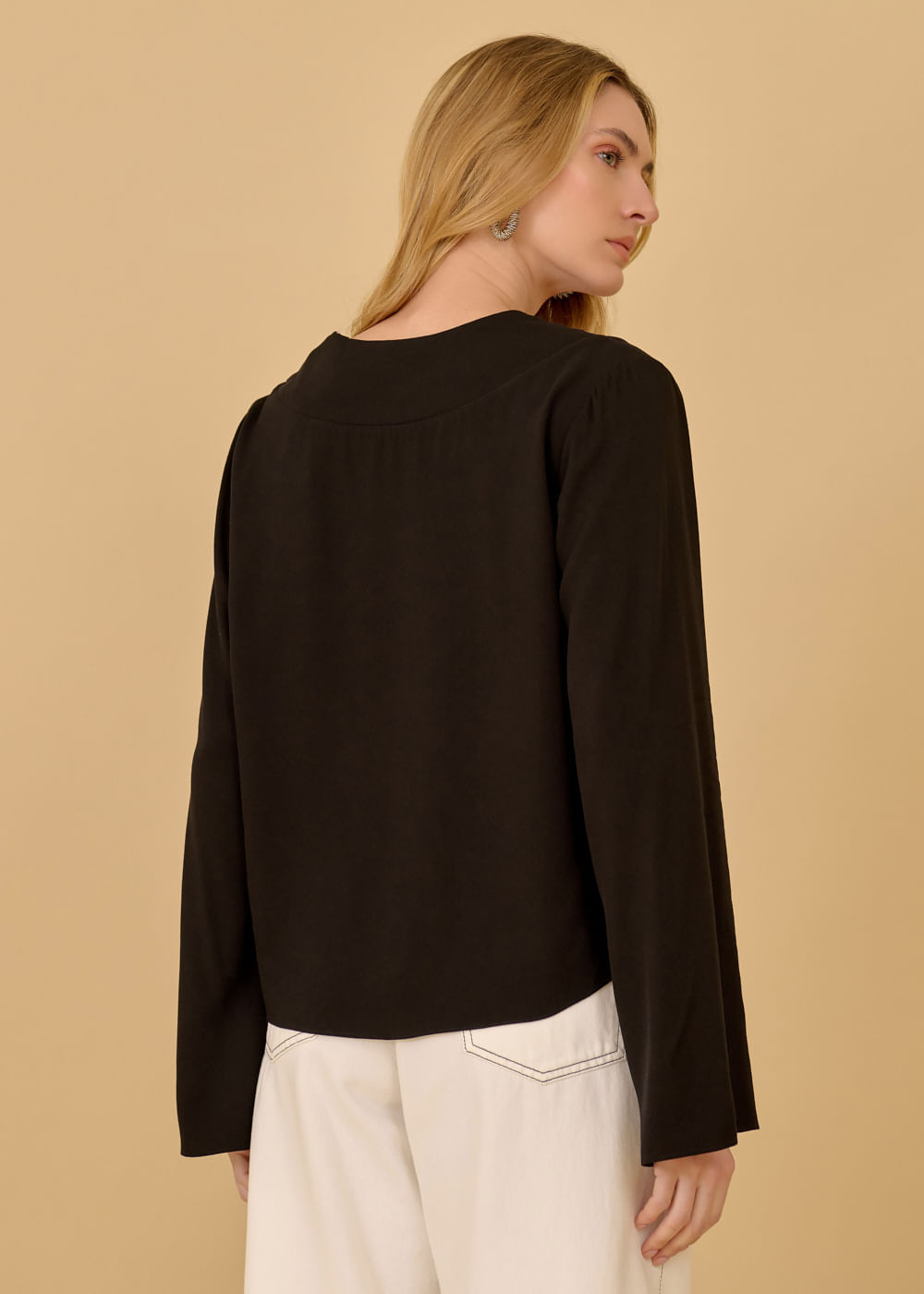 56.40.3601PTO BLUSA  M/L DECOTE V DRAPEADO