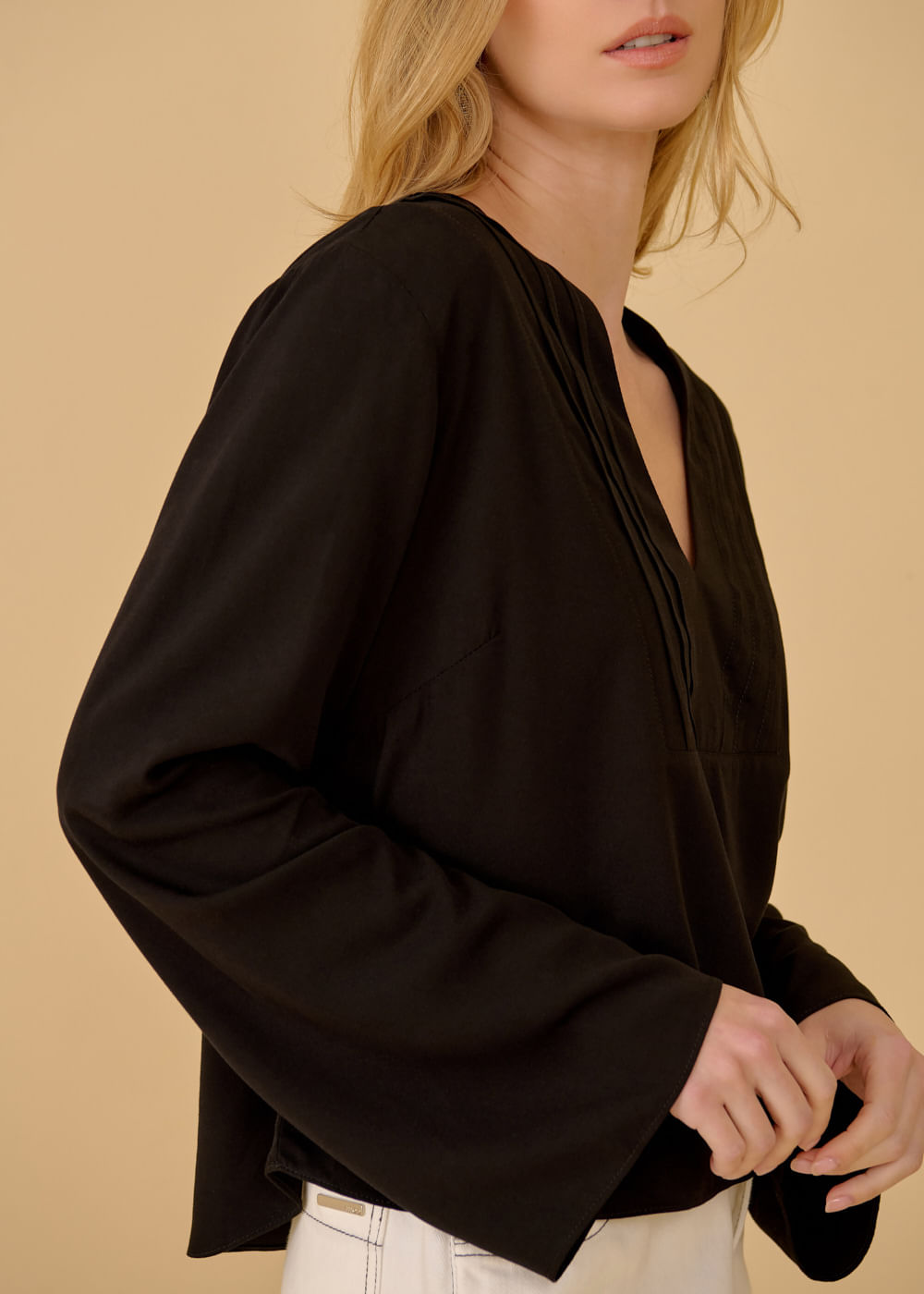 56.40.3601PTO BLUSA  M/L DECOTE V DRAPEADO