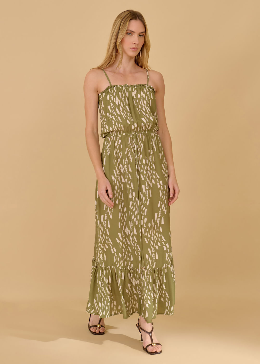 53.50.3619EST VESTIDO LONGUETE REGATA ESTAMPA GREEN BRUSHES