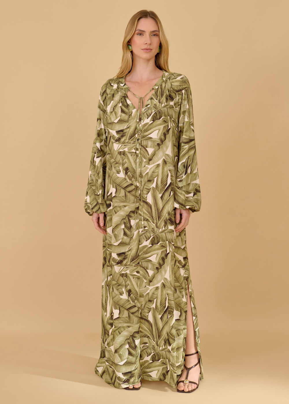 53.50.3622EST VESTIDO LONGUETE ESTAMPA BOTANICAL GARDEN