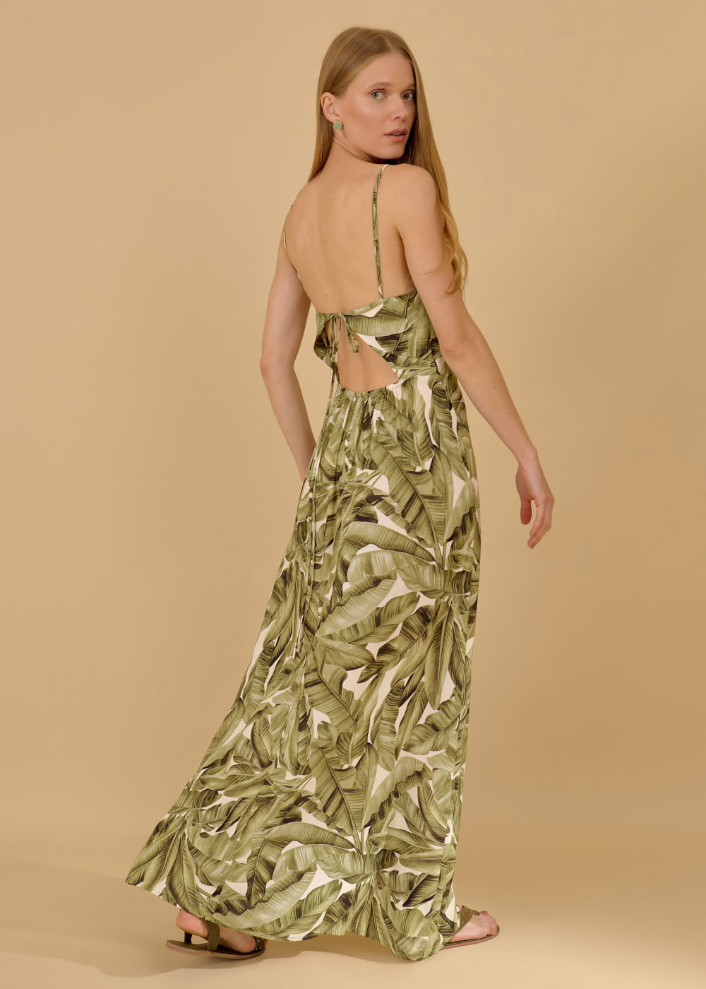 53.50.3623EST VESTIDO LONGUETE DECOTE RETO ESTAMPA BOTANICAL GARDEN