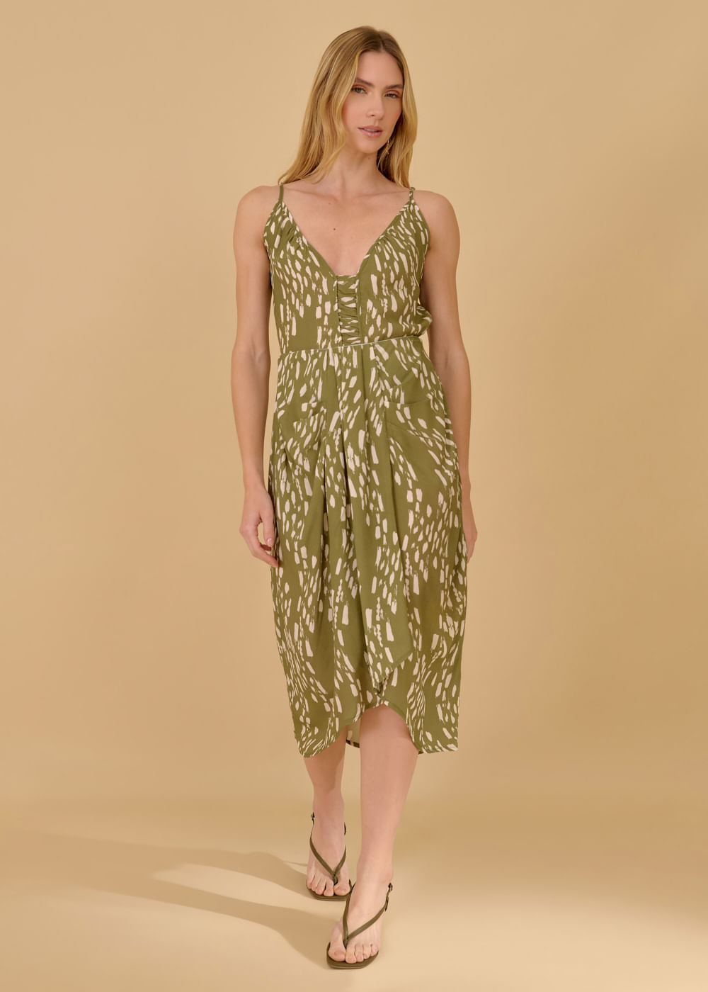 54.20.3608EST SAIA MIDI DETALHADA ESTAMPA GREEN BRUSHES