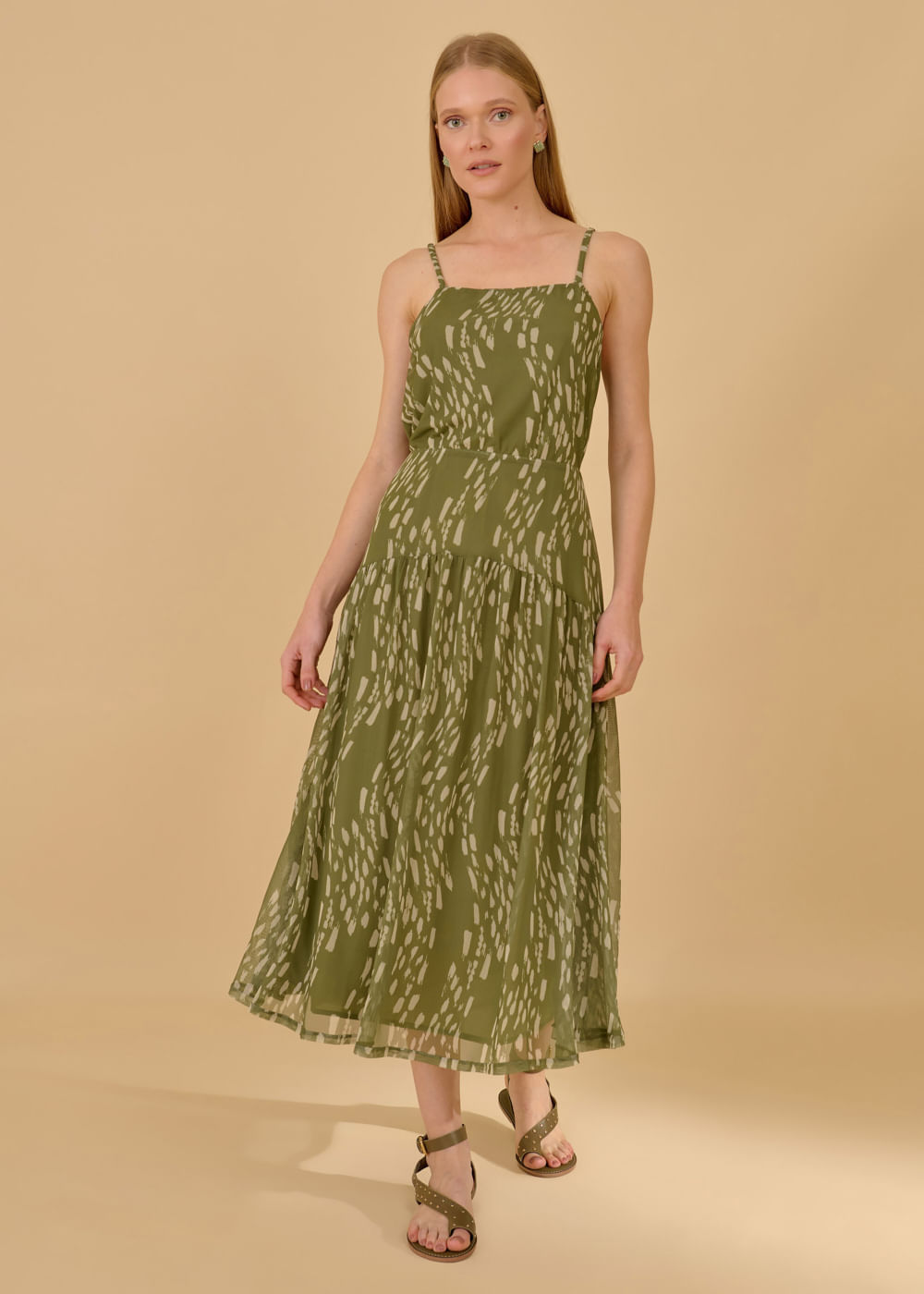 63.21.3601EST VESTIDO MIDI TULE REGATA ESTAMPA GREEN BRUSHES