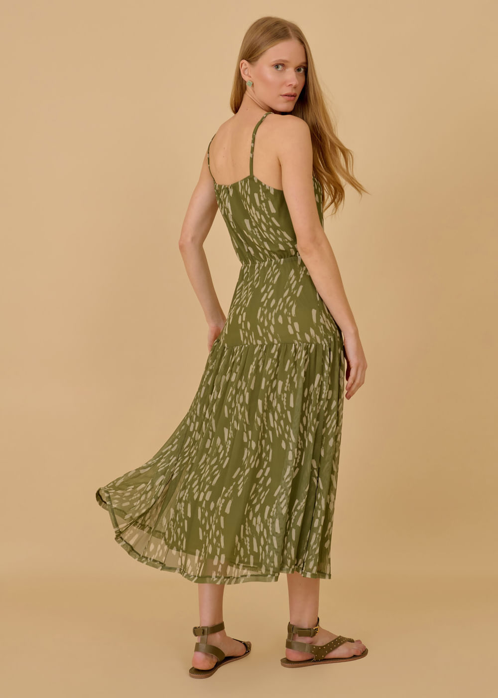 63.21.3601EST VESTIDO MIDI TULE REGATA ESTAMPA GREEN BRUSHES