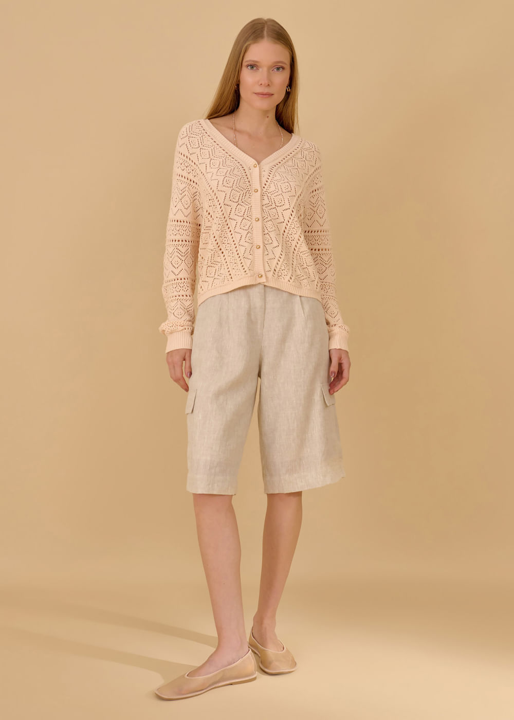 45.40.3602BRL CARDIGAN DE TRICOT PONTO VAZADO