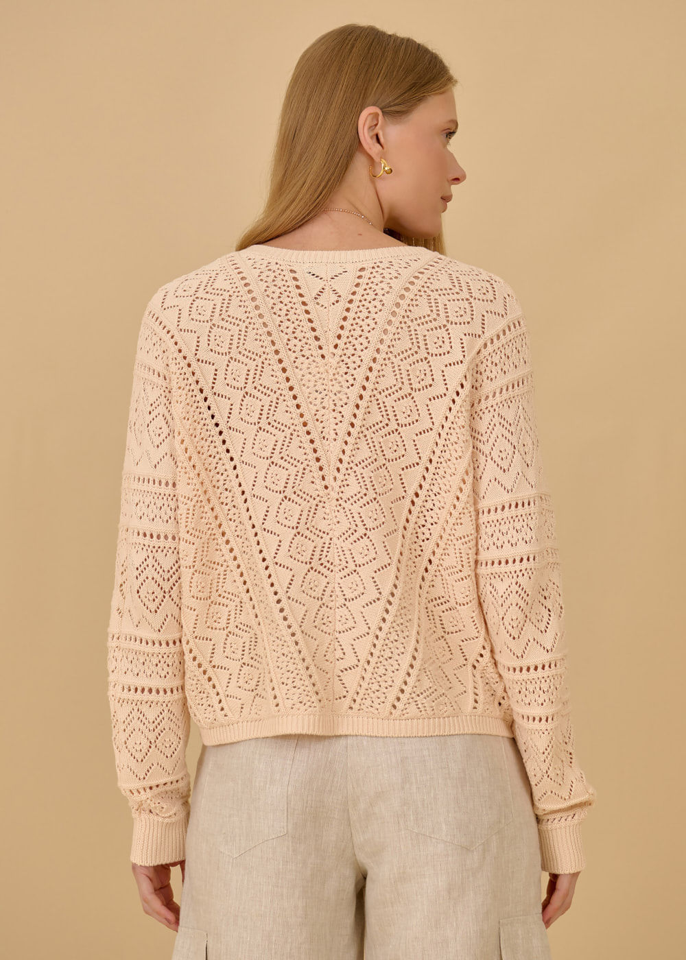 45.40.3602BRL CARDIGAN DE TRICOT PONTO VAZADO