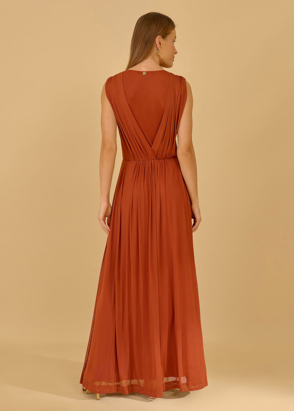 63.40.3602TRC VESTIDO LONGUETE TULE DETALHE FRANZIDO