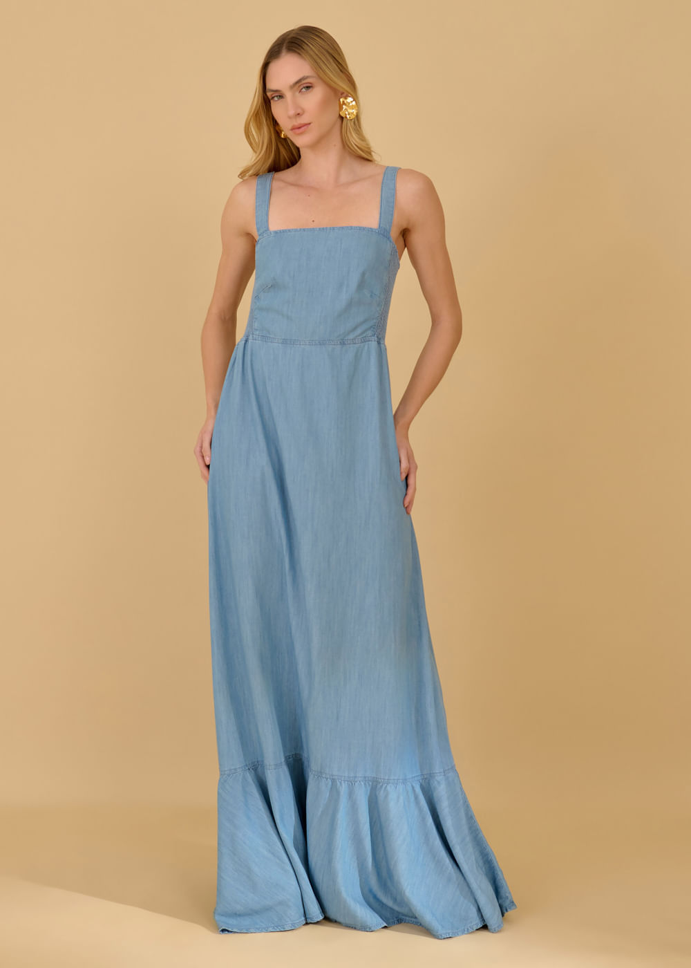 13.40.3604DES VESTIDO JEANS LONGO LASTEX