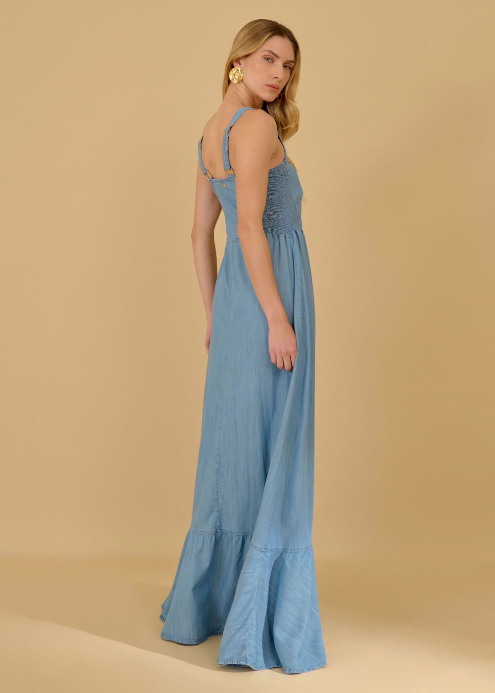 13.40.3604DES VESTIDO JEANS LONGO LASTEX