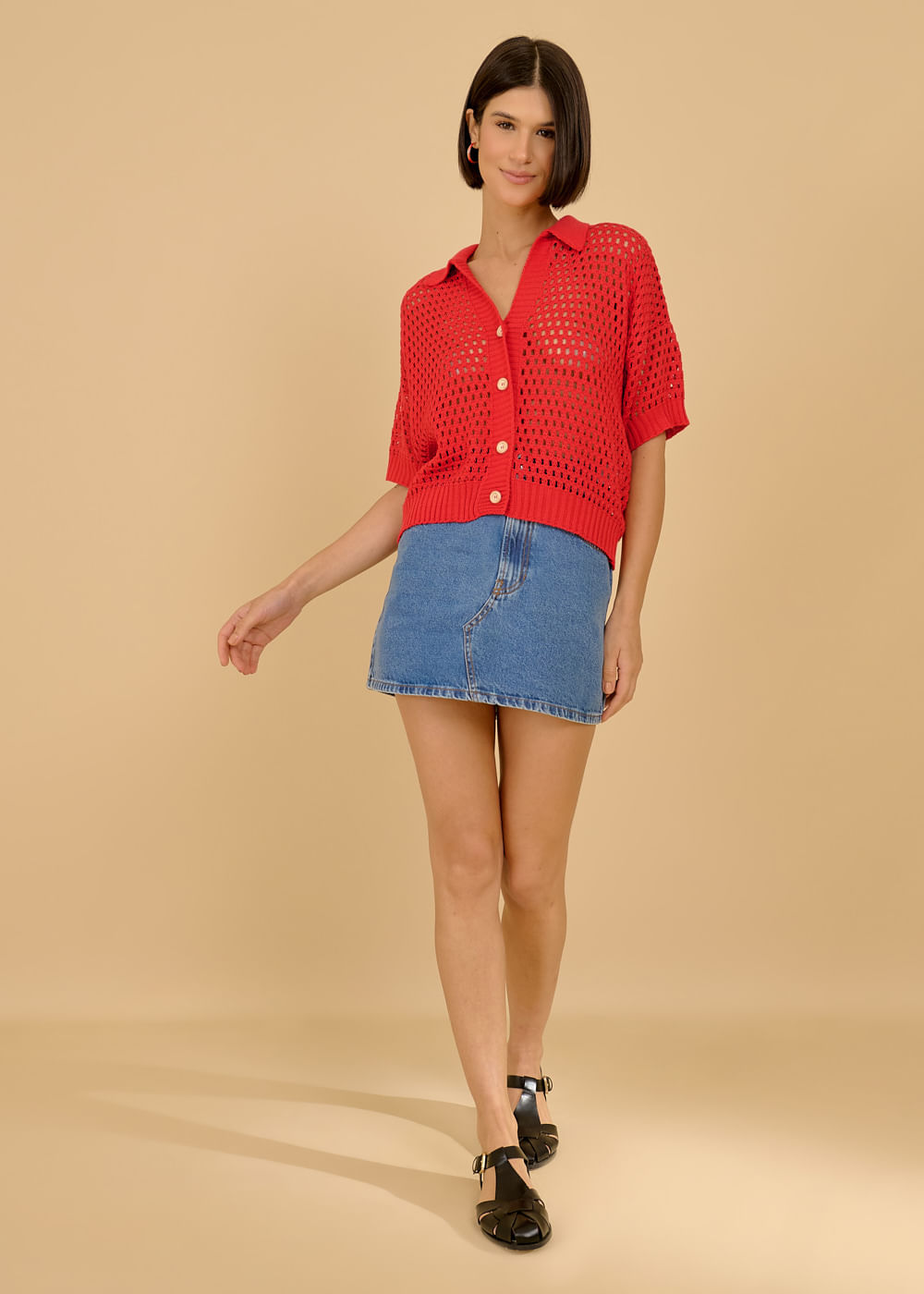 47.40.3602GOI CAMISA TRICOT VAZADO GOLA POLO