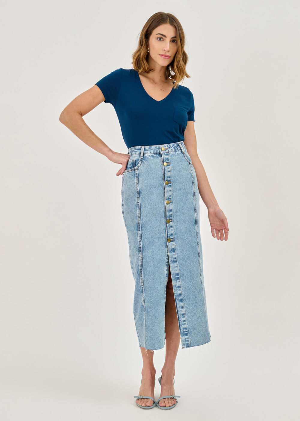 14.30.7401DEL SAIA JEANS LONGUETE COM FENDA