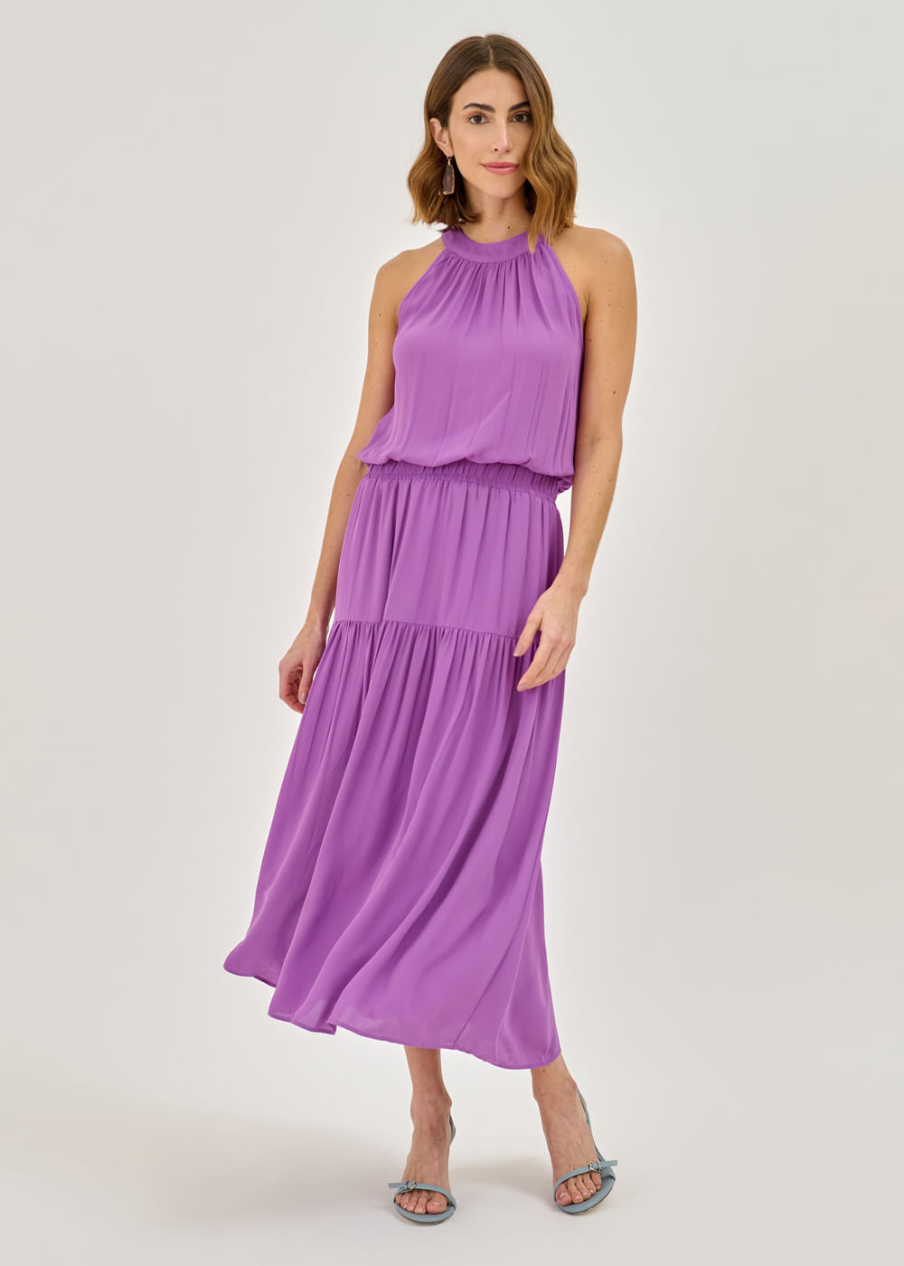 53.11.7401UVA VESTIDO MIDI CHIFFON DECOTE HALTER
