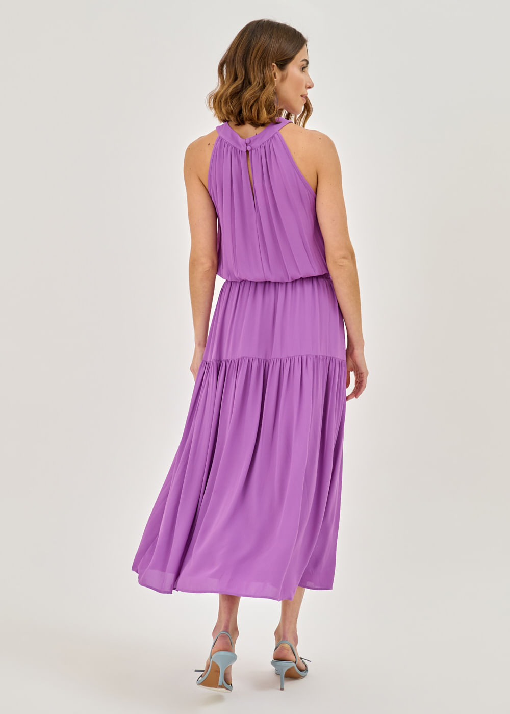 53.11.7401UVA VESTIDO MIDI CHIFFON DECOTE HALTER