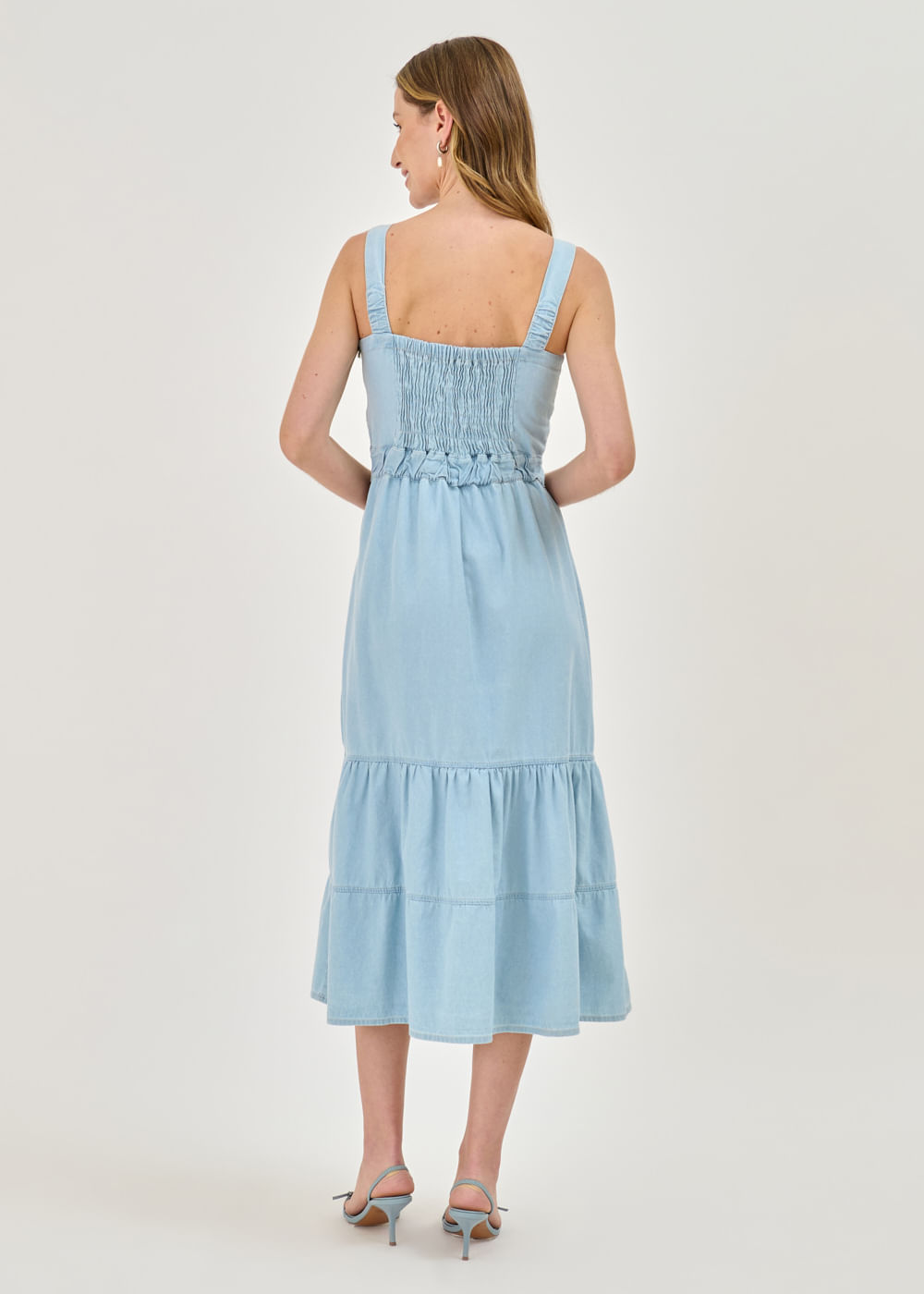 13.10.7301DEL VESTIDO MIDI JEANS DETALHE RECORTES