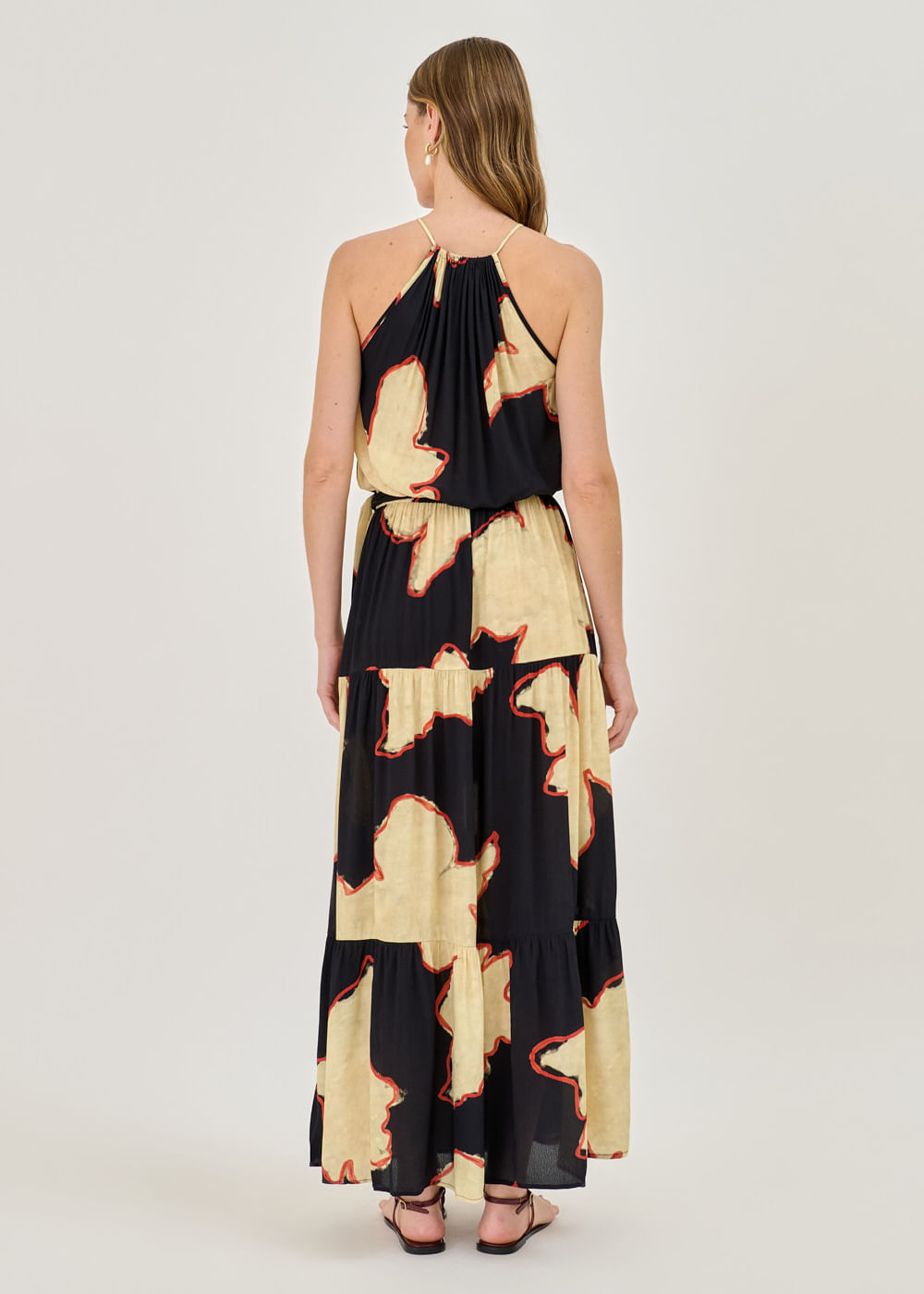 53.50.7305EST VESTIDO LONGO HALTER ESTAMPA SUMMER ISLAND