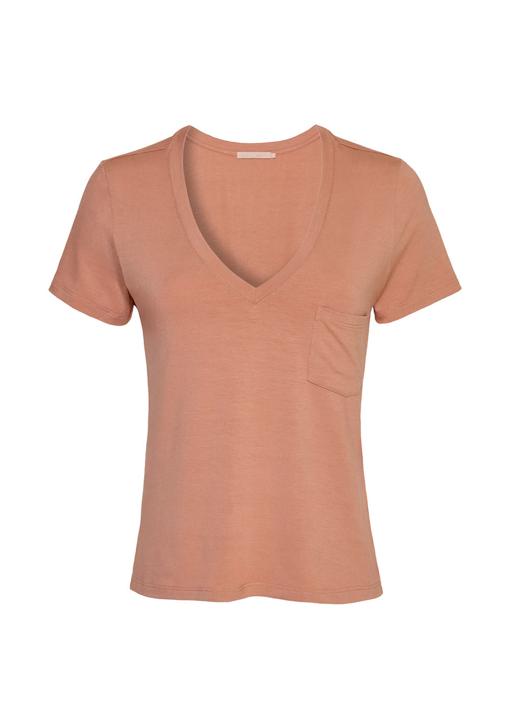 67.10.7506BLU T-SHIRT MALHA BÁSICA DECOTE V BOLSINHO