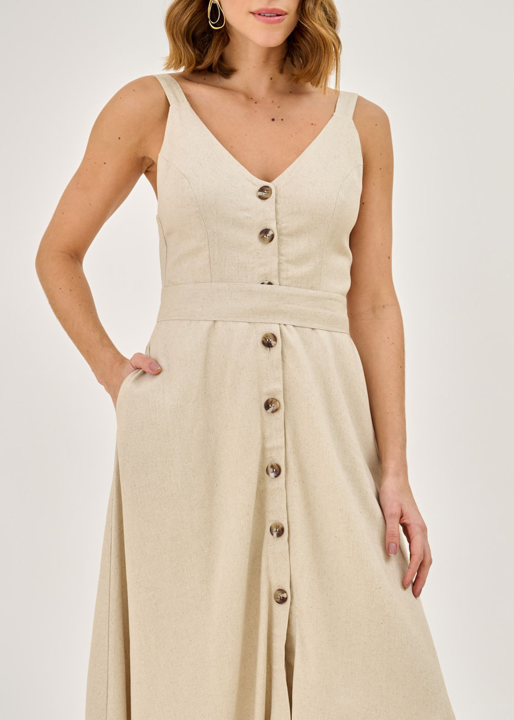 53.11.7201ARE1 VESTIDO MIDI DETALHE ABOTOAMENTO FRONTAL