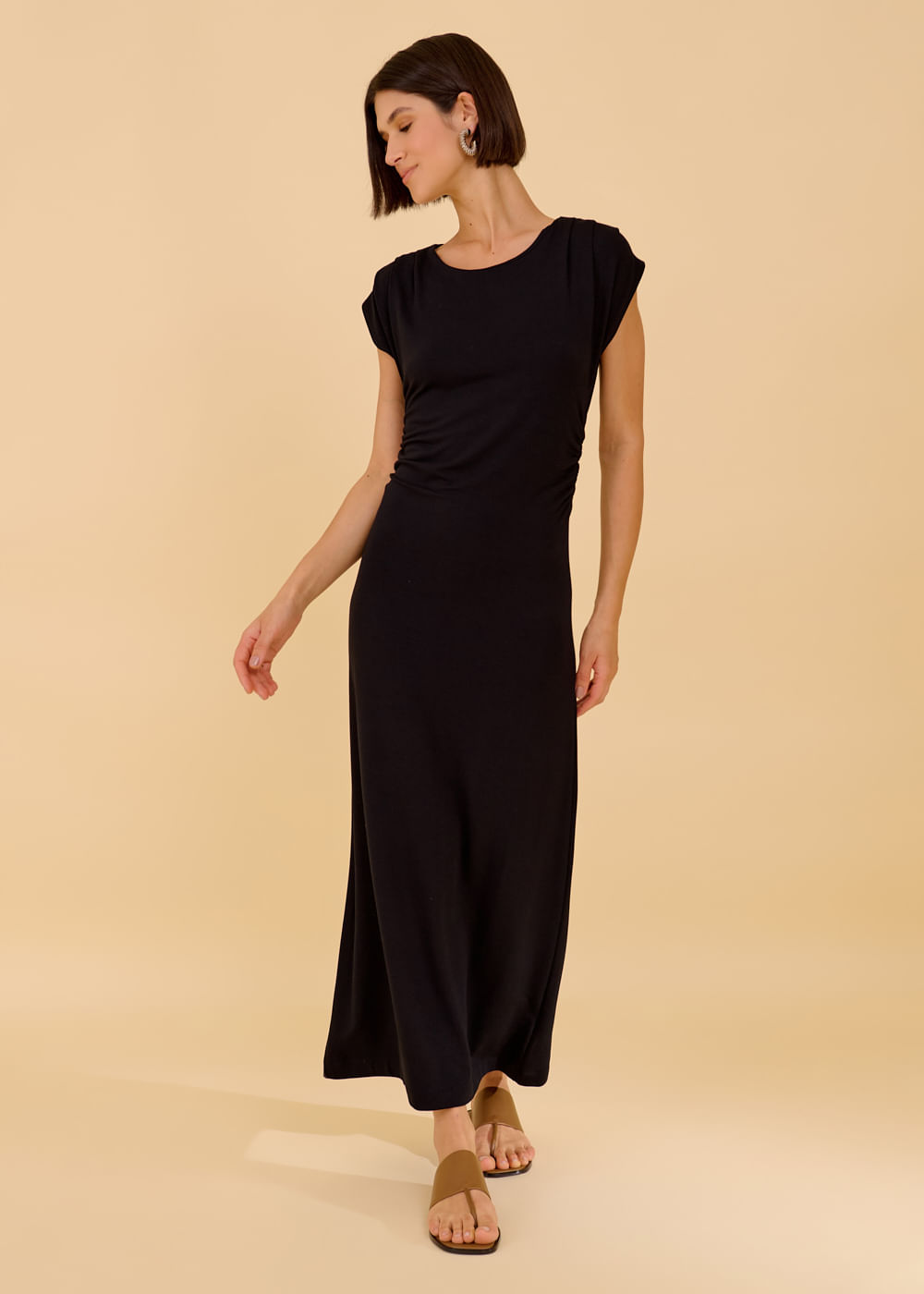 63.12.3602PTO VESTIDO MIDI OMBROS FRANZIDOS