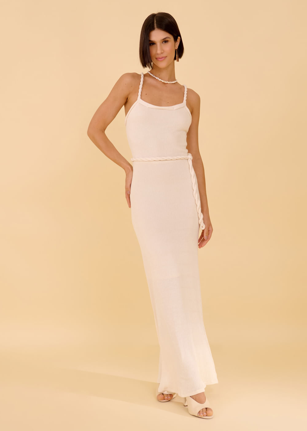 63.40.3604OFW VESTIDO REGATA LONGO TRICOT ALÇA TORCIDA