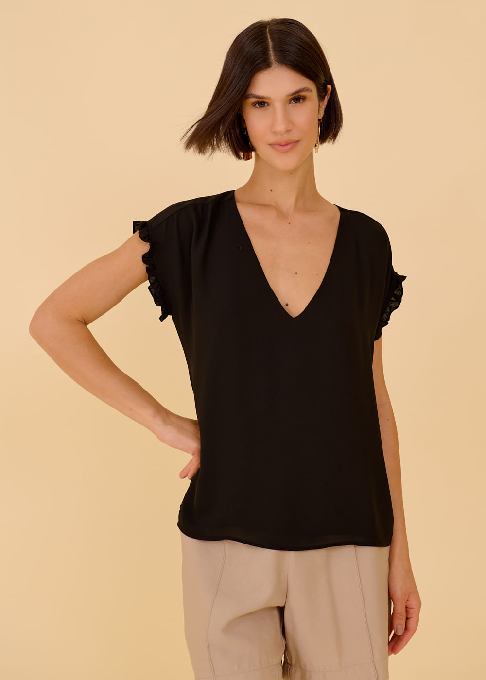57.40.3607PTO BLUSA CHIFFON M/C DECOTE V