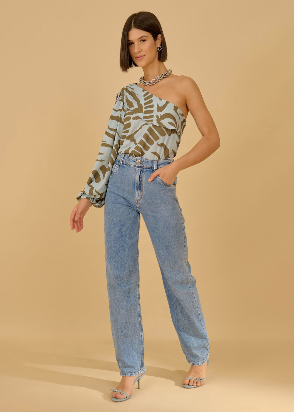 56.20.3601EST BLUSA UM OMBRO SÓ ESTAMPA ISOLA BELLA