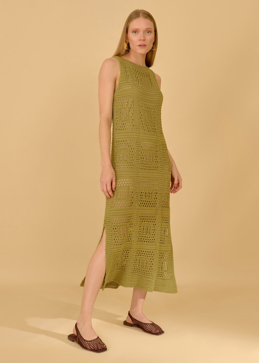 43.10.3601CPL VESTIDO MIDI TRICO PONTO RENDADO