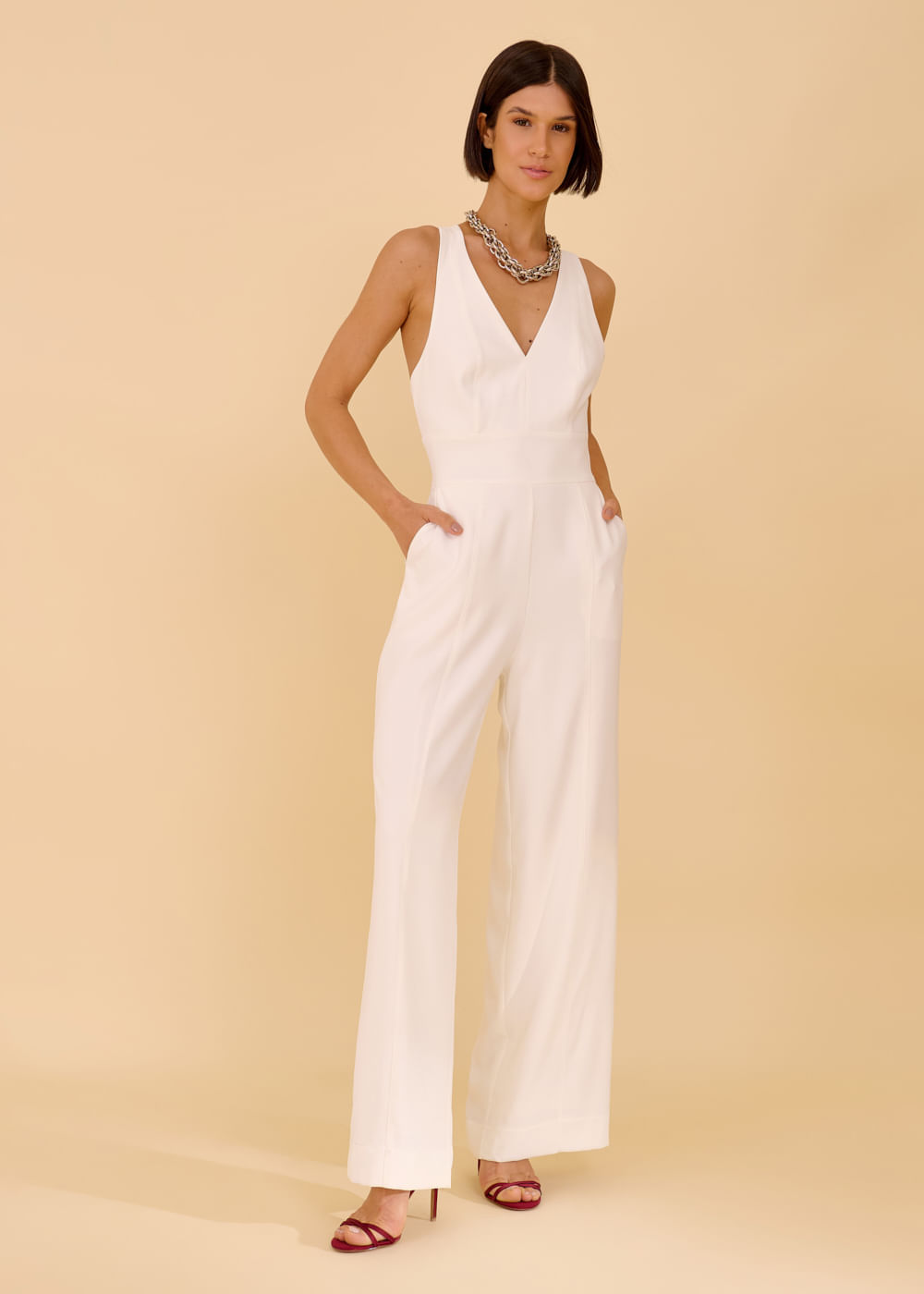 23.80.3606OFW MACACÃO PANTALONA ALÇAS CRUZADAS - HIGHLINE