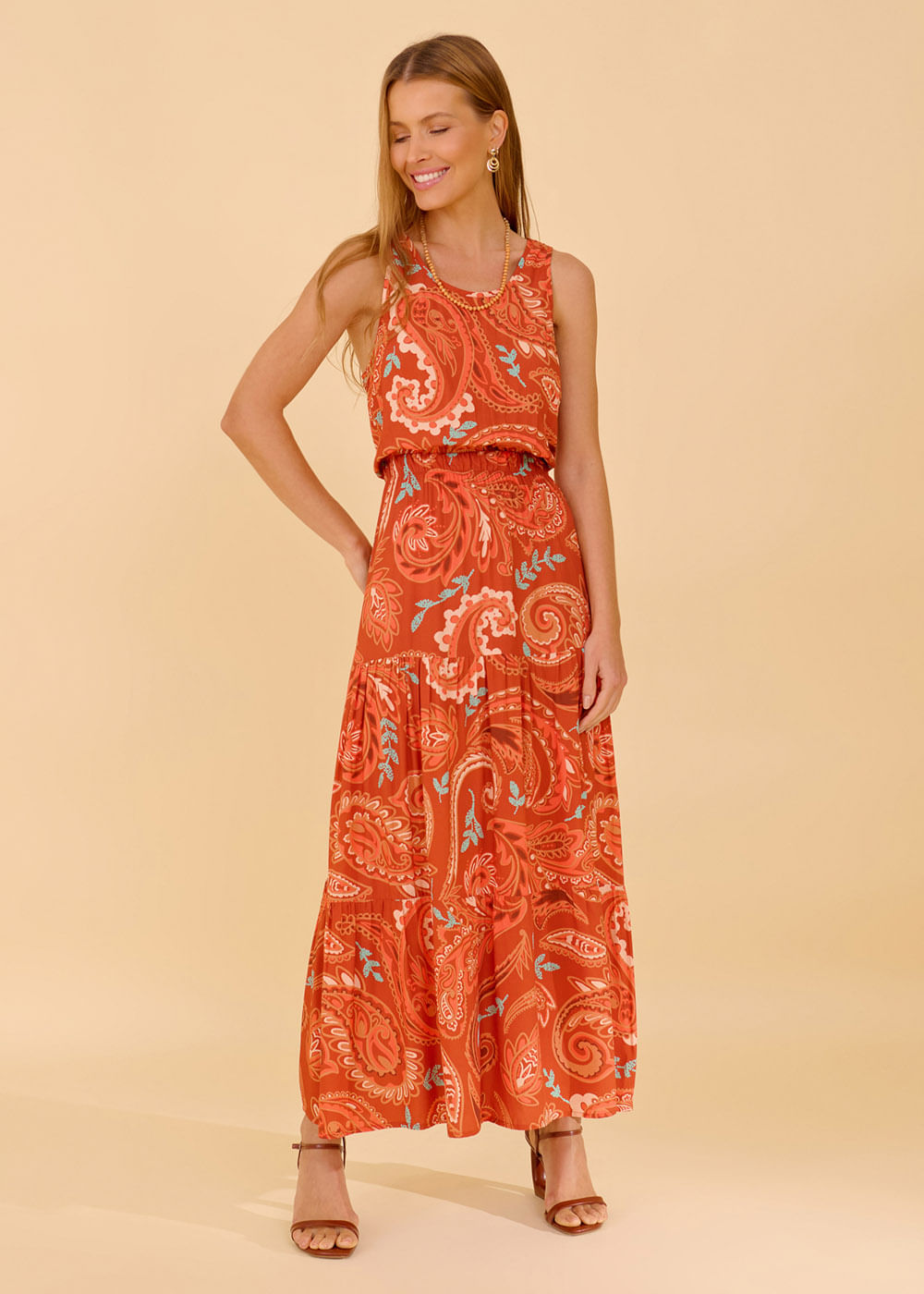 53.51.3604EST VESTIDO LONGUETE ESTAMPA TAÍPE