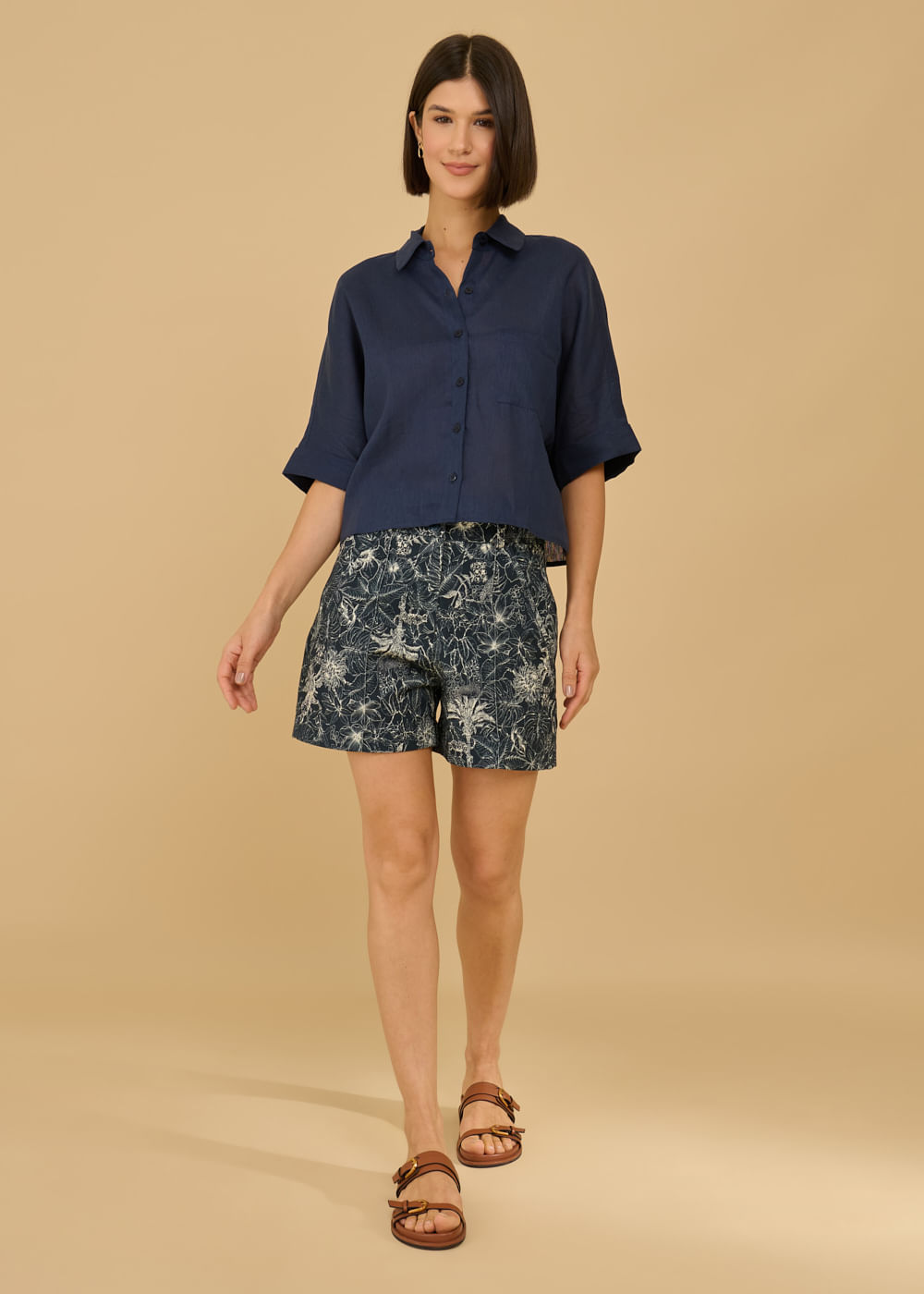 52.60.3601MAR SHORTS SARJA DETALHADO ESTAMPA WILD GARDEN