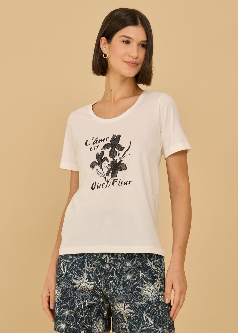 67.43.3604OFW T-SHIRT APLICAÇÃO L'ÂME EST UNE FLEUR
