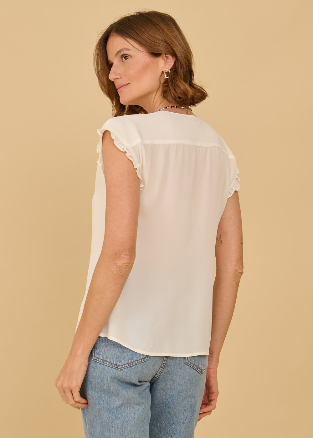 57.40.3607OFW BLUSA CHIFFON M/C DECOTE V