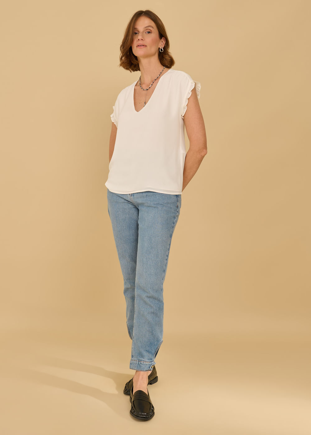 57.40.3607OFW BLUSA CHIFFON M/C DECOTE V