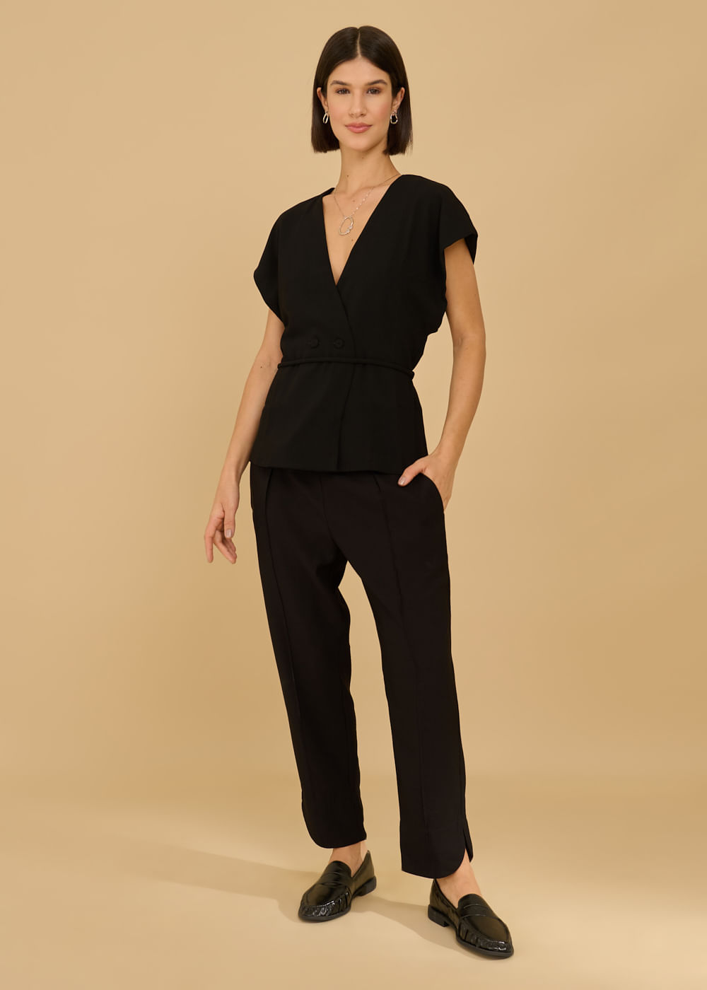 27.40.3603PTO BLUSA COM TRANSPASSE ALFAIATARIA - HIGHLINE