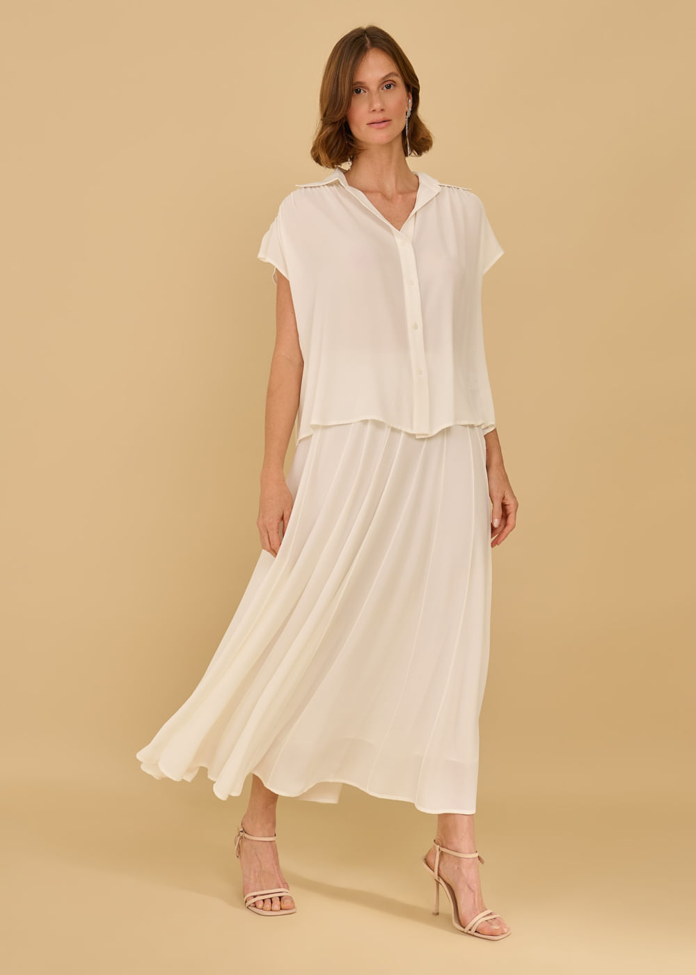 57.40.3604OFW CAMISA CHIFFON M/C C/ FRANZIDO