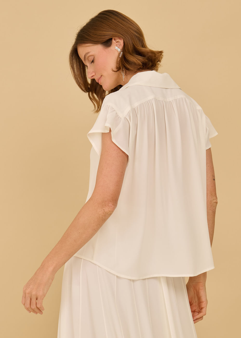 57.40.3604OFW CAMISA CHIFFON M/C C/ FRANZIDO