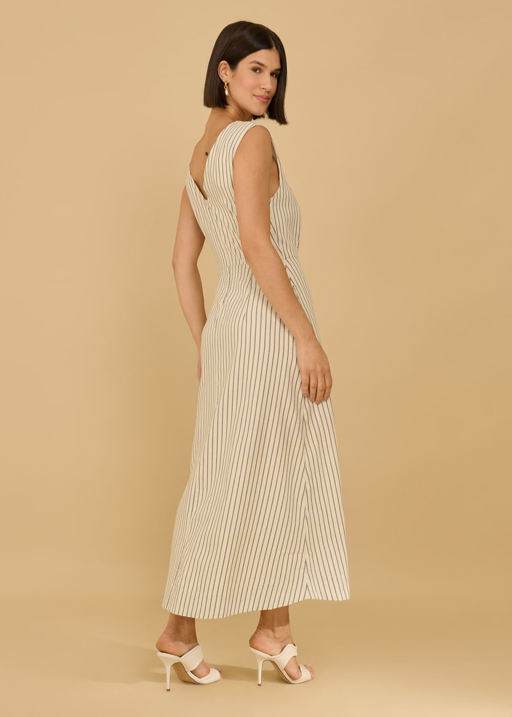 23.41.3601LIS VESTIDO LONGO LISTRADO DECOTE V