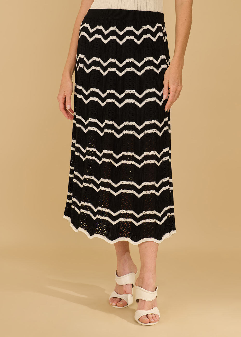 44.20.3601PTO SAIA MIDI DE TRICOT BICOLOR