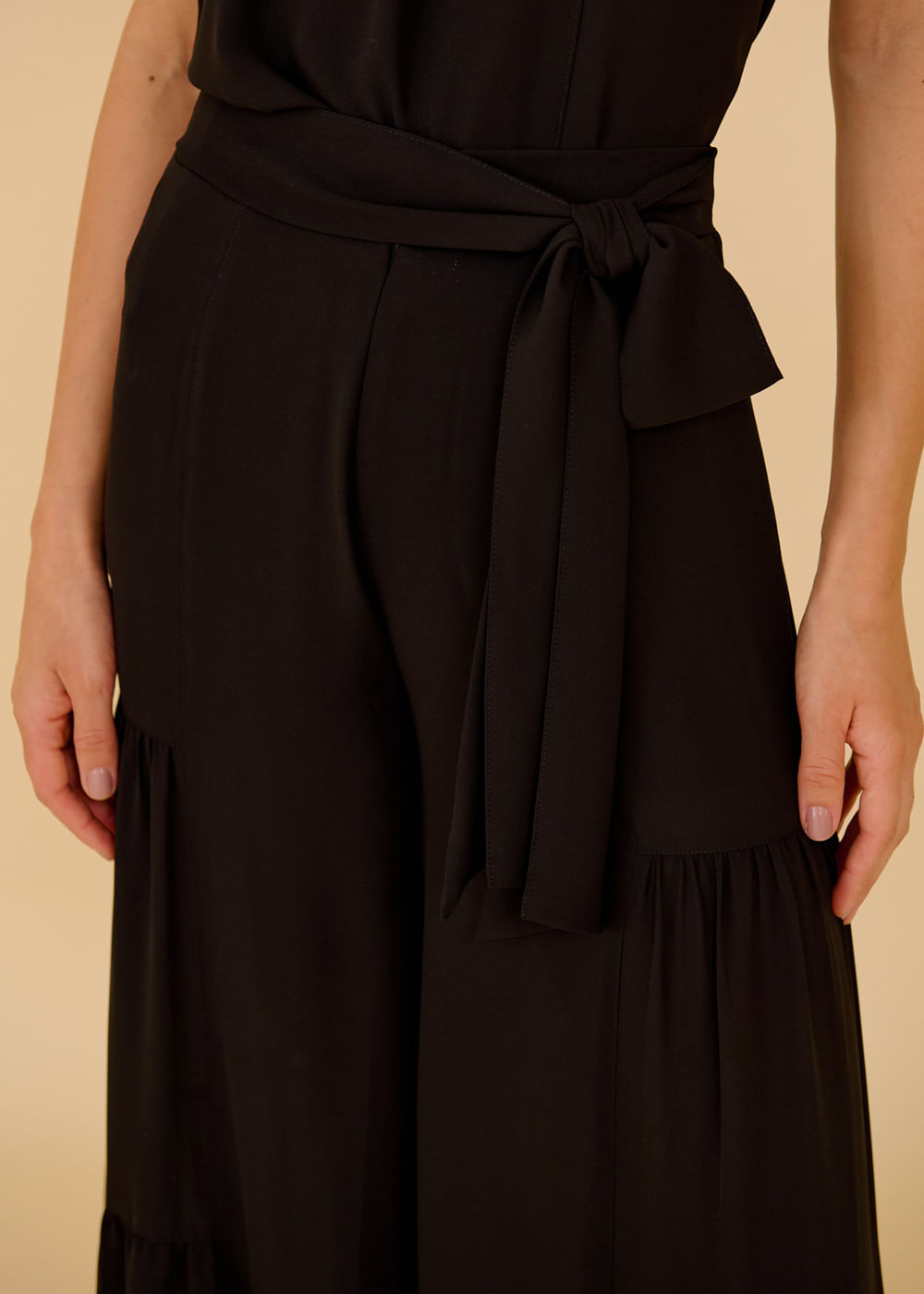 52.10.3615PTO CALÇA PANTALONA CHIFFON C/ RECORTES