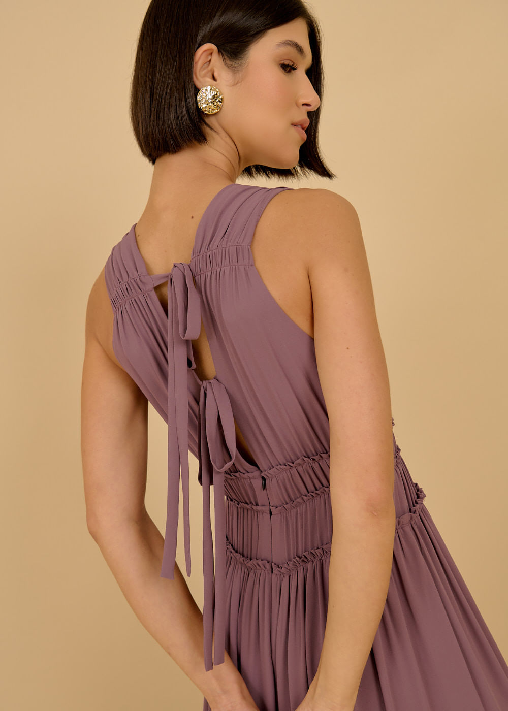 53.11.3618BER VESTIDO MIDI DECOTE FRANZIDO - HIGHLINE