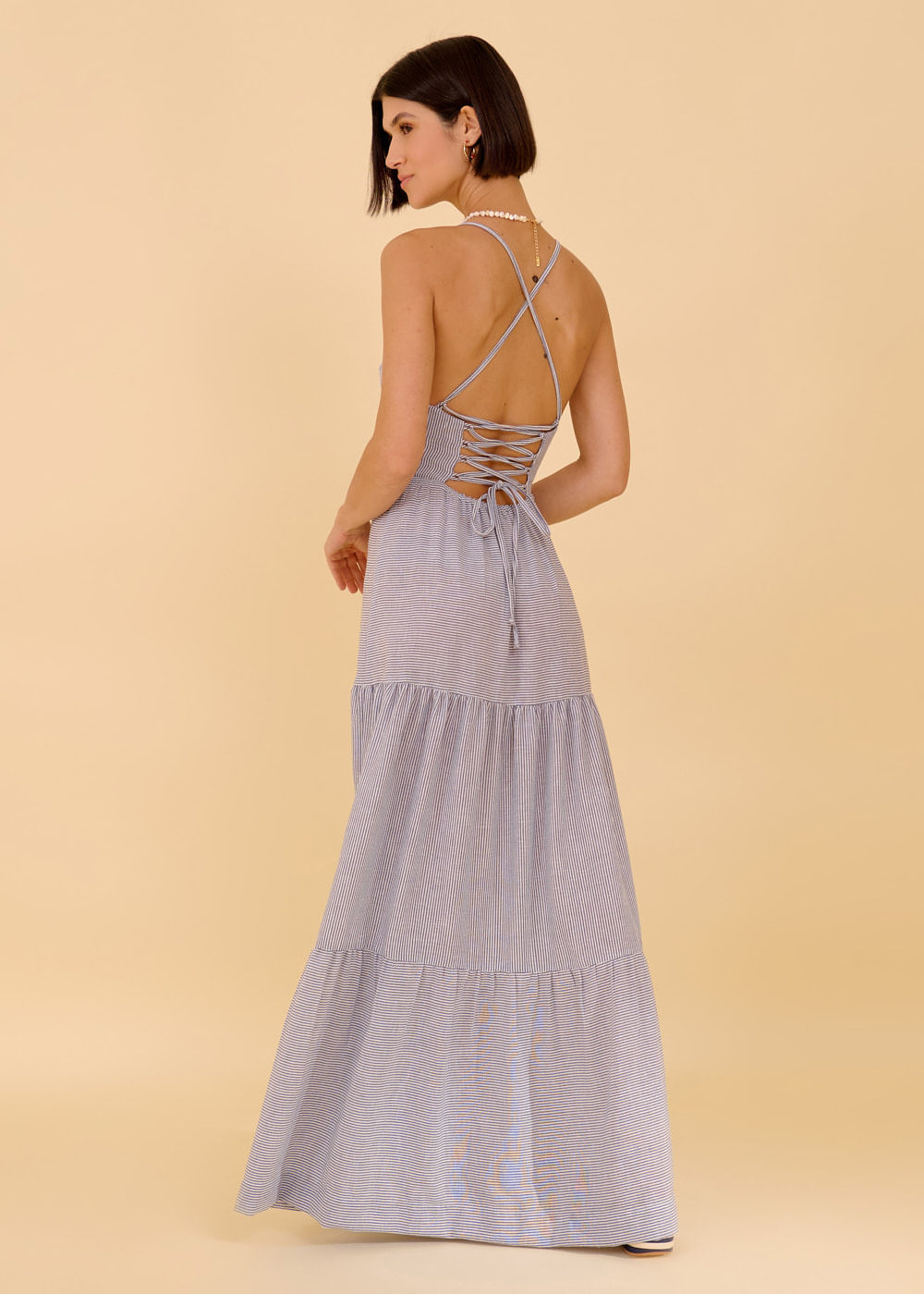53.40.3620LIS VESTIDO LONGO LISTRADO DETALHADO