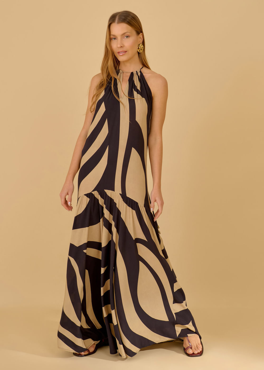 53.50.3613EST VESTIDO LONGO ESTAMPA LAS PALMAS