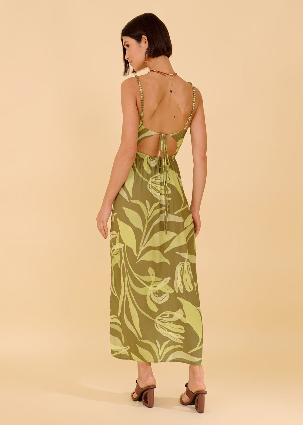 53.50.3641EST VESTIDO ALÇA DETALHADA ESTAMPA GREEN BOWL