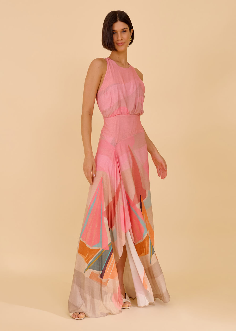 53.51.3602EST VESTIDO LONGO REGATA ESTAMPA WATERCOLOR BOAT