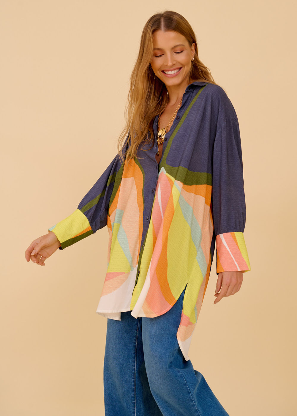 55.20.3609MAR CAMISA OVERSIZED ESTAMPA COLOR TULIPE